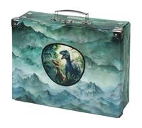 Baagl Maleta para niños para juguetes y suministros escolares, maletín de cartón, maleta de juguetes, maleta de juego, maleta plegable para niños, maleta plegable con mango de metal, Dino I, 32,5 x 26