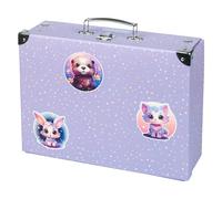 Baagl Maletín Infantil para Juguetes y Suministros Escolares, de Cartón, Plegable con Mango de Metal, Animales