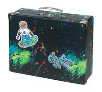 Baagl Maletín infantil para juguetes y suministros escolares, maletín de cartón, maletín de juguete, maletín de juego, maletín plegable para niños, maletín plegable con mango de metal, Chill, 32,5 x