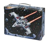 Baagl Maletín Infantil Para Juguetes Y Suministros Escolares, Maletín De Cartón Plegable Con Mango De Metal, Pixel Space, 26"
