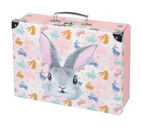 Baagl Maletín Infantil Plegable para Juguetes y Suministros Escolares - Cartón con Mango de Metal - Bunny