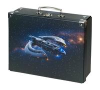 Baagl Maletín Infantil Plegable para Juguetes y Suministros Escolares, Maletín de Cartón con Mango de Metal, Space Ship, 9L, Gris