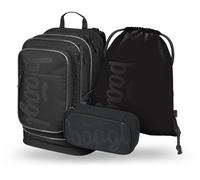 Baagl Mochila escolar para niña, 3 piezas, mochila escolar a partir de 3ª clase, mochila escolar primaria con correa para el pecho, mochila ergonómica, Uni Black