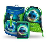 Baagl Mochila escolar para niño de 1ª clase, juego de 3 piezas, mochila escolar primaria para niños, mochila escolar para niños, mochila escolar para escuela, macuto de tortugo, Balón de fútbol, Juego