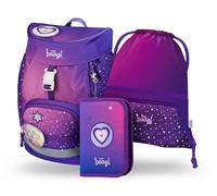 Baagl Mochila escolar para niño de 1ª clase, juego de 3 piezas, mochila escolar primaria para niños, mochila escolar para niños, mochila escolar para escuela, macuto de tortugo, Corazón de caballo