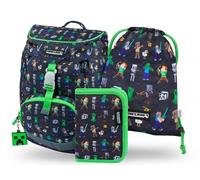 Baagl Mochila escolar para niño de 1ª clase, juego de 3 piezas, mochila escolar primaria para niños, mochila escolar para niños, mochila escolar para escuela, macuto de tortugo, Minecraft