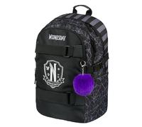 Baagl Mochila escolar para niños, niñas, adolescentes, monopatín, mochila infantil con compartimento para portátil y correa para el pecho, para escuela, secundaria, escuela secundaria, Wednesday