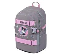 Baagl Mochila escolar para niños, niñas, adolescentes, monopatín, mochila infantil con compartimento para portátil y correa para el pecho, para escuela, secundaria, escuela secundaria, Kuromi Grey
