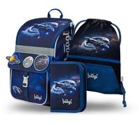 Baagl Mochila escolar para niños y niñas, 3 piezas, mochila escolar Zippy para 1ª clase, mochila escolar primaria con correa para el pecho, mochila escolar ergonómica, Space Ship, Juego de mochila