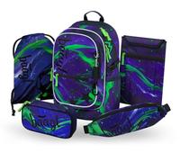 Baagl Mochila escolar para niños y niñas, 5 piezas, mochila ergonómica para escuela primaria, mochila escolar primaria, mochila con correa para el pecho, 25 l, Campeón de fútbol, Mittelgröße, Juego de