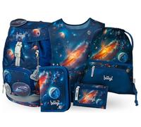 Baagl Mochila escolar para niños y niñas, juego de 5 piezas (mochila escolar Airy para 1ª clase, estuche, bolsa de gimnasio, delantal, bolsa de pecho), mochila escolar ergonómica, 16,5 l, Espacio