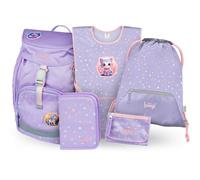 Baagl Mochila escolar para niños y niñas, juego de 5 piezas (mochila escolar Airy para 1ª clase, estuche, bolsa de gimnasio, delantal, bolsa de pecho), mochila escolar ergonómica, 16,5 l, Animales