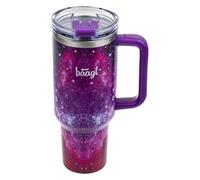 Baagl Taza térmica de 1,18 l de acero inoxidable con asa y pajita, doble pared, aislada al vacío, mantiene 12 horas de frío, 8 horas de calor, copa B, a prueba de fugas, con tapa, diseño de galaxia