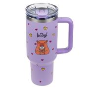 Baagl Taza térmica de 1,18 l de acero inoxidable con asa y pajita, doble pared, aislada al vacío, mantiene 12 horas de frío, 8 horas de calor, copa B, a prueba de fugas, con tapa (Capybara)