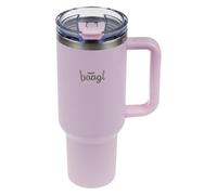 Baagl Taza térmica de 1,18 l de acero inoxidable con asa y pajita, doble pared, aislada al vacío, mantiene 12 horas de frío, 8 horas caliente, taza B a prueba de fugas, con tapa, color rosa