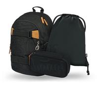 Baagl Wednesday Nevermore - Mochila escolar para niños y niñas, 3 piezas, mochila escolar a partir de 3 clases, mochila escolar con correa para el pecho, mochila escolar ergonómica, Darkness, 25 Liter