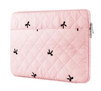 BAAGOAZ Funda Portátil 13-14 Pulgadas con Bolsillo Frontal, Bolsa para Laptop de Tela Acolchada con Lazos Bordados, Compatible Portátiles, Chromebook y PC 13-14", MacBook 13,3/13,6/14,2", Rosa Claro