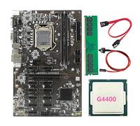 Baalaa BTC-B250 - Placa base de minería compatible con 12 GPU LGA1151 + G4400 CPU+DDR4 4G 2666 MHZ de memoria + línea de conmutación + línea