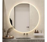 baanio - Espejo Baño Redondo con Luz Cálida 80 cm Sfera | Espejo Baño Led Retroiluminado con Antivaho | Vidrio Resistente 4 mm, Plata Ecológica sin Cobre | Diseño Moderno y Minimalista
