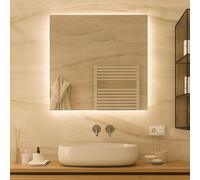 baanio Estel Antivaho - Espejo Baño con Luz Cálida Cuadrado con Antivaho 70x70 cm | Espejo Baño Led Retroiluminado | Vidrio Resistente y Anticorrosión 4 mm - Fácil Instalación