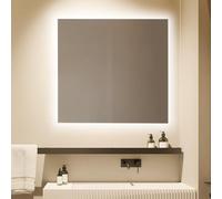 baanio Estel Antivaho - Espejo Baño con Luz Fría Cuadrado con Antivaho 90x90 cm | Espejo Baño Led Retroiluminado | Vidrio Resistente y Anticorrosión 4 mm - Fácil Instalación