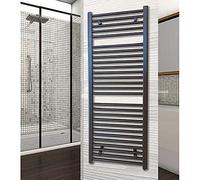 baanio - Radiador Toallero Agua Negro Mate | 118x50x45 cm, con VÁLVULA Y DETENTOR Negro | Secatoallas Negro | Toallero Calefacción, Distancia Entre Ejes 45cm, Apto para Tubo Multicapa y Cobre.