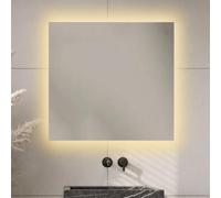 baanio Square Light Antivaho - Espejo Baño con Luz Cálida Cuadrado con Antivaho 60x60 cm | Espejo Baño Led Retroiluminado | Vidrio Resistente y Anticorrosión 4 mm - Fácil Instalación