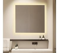 baanio Square Light Antivaho - Espejo Baño con Luz Cálida Cuadrado con Antivaho 90x90 cm | Espejo Baño Led Retroiluminado | Vidrio Resistente y Anticorrosión 4 mm - Fácil Instalación