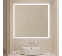 baanio Square Light - Espejo Baño con Luz Fría Cuadrado 80x80 cm | Espejo Baño Led Retroiluminado | Vidrio Resistente y Anticorrosión 4 mm - Fácil Instalación