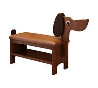 Baannaww Encantadora Panca Zapatos Perrito con Almacenamiento Asiento Acolchado Madera Pino Entrada Taburete Cambio Zapatos Gancho Cabeza Perro para Familia Pasillo Esquinas 73,5 cm