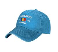 BAAROO Azul Washed Denim Rumania Est.1918 Bucarest Gorra de béisbol Hombres Vintage Algodón Sombrero Unisex Sombreros, #930, M/talla única