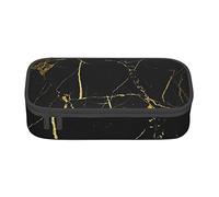BAAROO Azurite Teal and Foil Gold Oil Marble Pattern Pencil Bag with Zippers Large Capacity Pencil Pouch Pencil Cases Organizer f, color, 5.0cm*10.5cm*20.5cm, Estuche para lápices