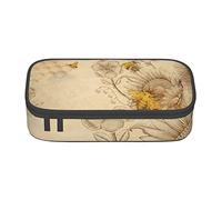 BAAROO Azurite Teal and Foil Gold Oil Marble Pattern Pencil Bag with Zippers Large Capacity Pencil Pouch Pencil Cases Organizer f, color, 5.0cm*10.5cm*20.5cm, Estuche para lápices