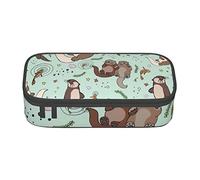 BAAROO Azurite Teal and Foil Gold Oil Marble Pattern Pencil Bag with Zippers Large Capacity Pencil Pouch Pencil Cases Organizer f, color, 5.0cm*10.5cm*20.5cm, Estuche para lápices