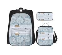BAAROO Birds in The Park On A Snowy Day Mochila+bolsa de almuerzo+estuche combinado, lona de poliéster impresa para el trabajo escolar, color, 5.0cm*10.5cm*20.5cm, Estuche para lápices