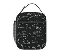 BAAROO Bolsa de almuerzo aislada reutilizable con bolsillo lateral y correa para el hombro, fórmulas matemáticas patrón sin costuras para SCH