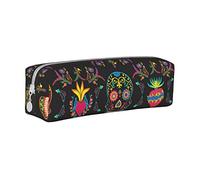 BAAROO Colorido estuche abstracto de calavera con cremallera, duradero, portátil, bolsa de almacenamiento de oficina, soporte de artículos de tocador de viaje para mujeres y hombres, #744