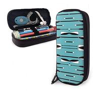 BAAROO Estuche de cuero con diseño de remos de remo, organizador de papelería azul, blanco y negro con cremallera, papelería escolar, divertido bolígrafo de gran capacidad C, color,