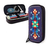 BAAROO Estuche de cuero con patrón tradicional noruego, bolsa de alta capacidad, bolsa divertida para lápices, organizador de escritorio duradero para adultos, S, color, 5.0cm*10.5cm*20.5cm, Estuche