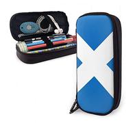 BAAROO Estuche de cuero para lápices con la bandera escocesa, papelería escolar, organizador de escritorio duradero, estuche de gran capacidad para niños, oficina Colle, color, 5.0cm*10.5cm*20.5cm,