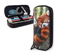 BAAROO Estuche de cuero para lápices de animales rojos durmiendo, estuche de papelería de gran capacidad con cremallera, estuche para bolígrafos de gran capacidad para niñas de, color,