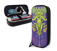 BAAROO Estuche de cuero para lápices de hoja de cannabis sagrada marihuana púrpura organizador de escritorio duradero estuche de papelería divertido organizador para niñas Colle, color, 5.0cm*10.5cm*20.5cm, Estuche para lápices
