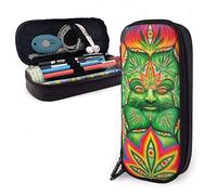 BAAROO Estuche de cuero para lápices de tercer ojo, hoja de cannabis, organizador de papelería duradero, divertido estuche para bolígrafos para adultos universitarios, color, 5.0cm*10.5cm*20.5cm, Estuche para lápices