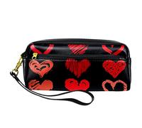 BAAROO Estuche de cuero para lápices, estuche organizador de escritorio, corazones dibujados a mano, paquete de almacenamiento de lápices, #341, 21x10.5x5cm