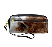 BAAROO Estuche de cuero para lápices, estuche organizador de escritorio, lindo perro Cavalier King Charles Spaniel, paquete de almacenamiento de lápices, #217, 21x10.5x5cm