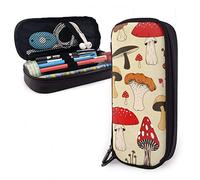 BAAROO Estuche de cuero para lápices The Various Mushroom Art Stationery Case Durable School Stationery Funny Desk Organizer for Office B, color, 5.0cm*10.5cm*20.5cm, Estuche para lápices