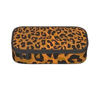 BAAROO Estuche de gran capacidad con estampado de leopardo, color negro y amarillo, estuche para lápices de apertura amplia, compartimentos para lápices, color, 5.0cm*10.5cm*20.5cm, Estuche para