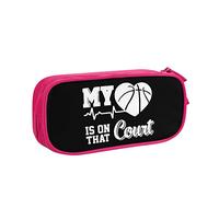 BAAROO Estuche de gran capacidad My Heart Beats for This Court Basketball Pencil Case Boys Standing Pencil Bag Girls Student P, color, 5.0cm*10.5cm*20.5cm, Estuche para lápices