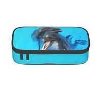 BAAROO Estuche de lápices con diseño de delfines de cara sonriente de gran capacidad para niñas y niños, impresión de poliéster para escuela y oficina, color, 5.0cm*10.5cm*20.5cm, Estuche para lápices