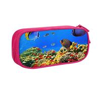 BAAROO Estuche de lápices con patrón de pescado, gran capacidad, caja de marcador, bolsa de maquillaje, organizador de papelería de poliéster con para la escuela y la oficina, color,